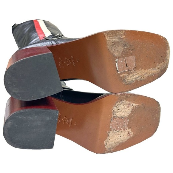 Dior Diorider Over-the-Knee Boots Black Red Stripe Leather 38 Fall Runway 2018 - Picture 10 of 11